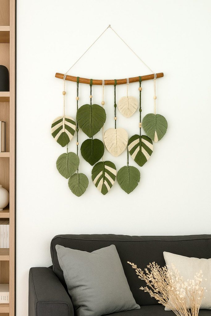 Woven leaves calm the wall