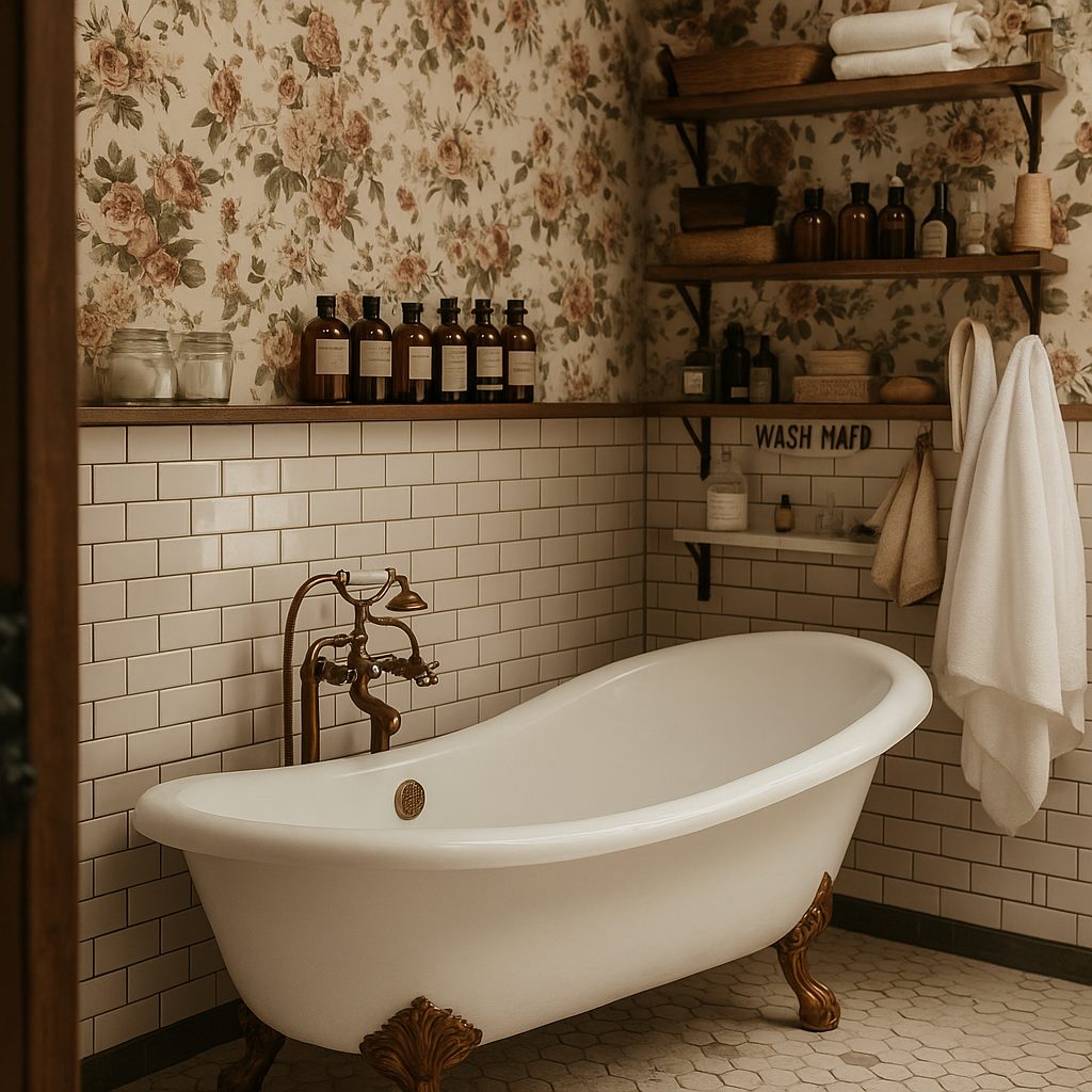 vintage flower bath