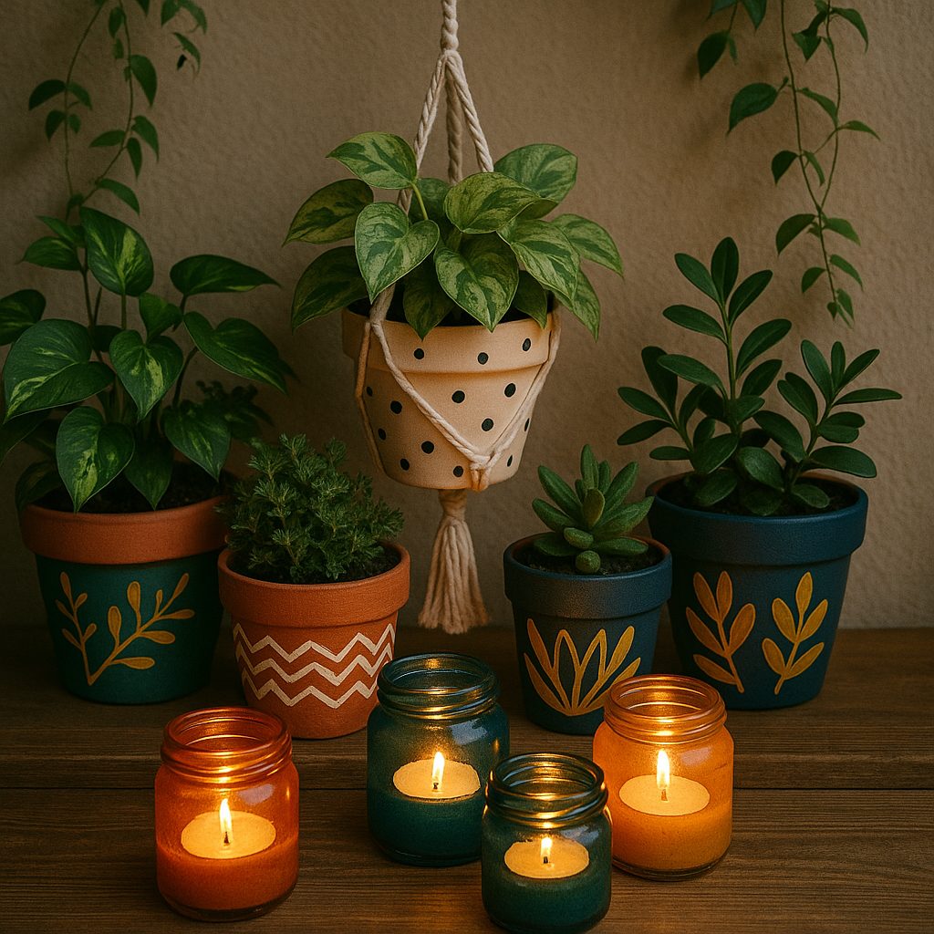 DIY garden decor projects enhancing modern garden decoration in urban apartment setting