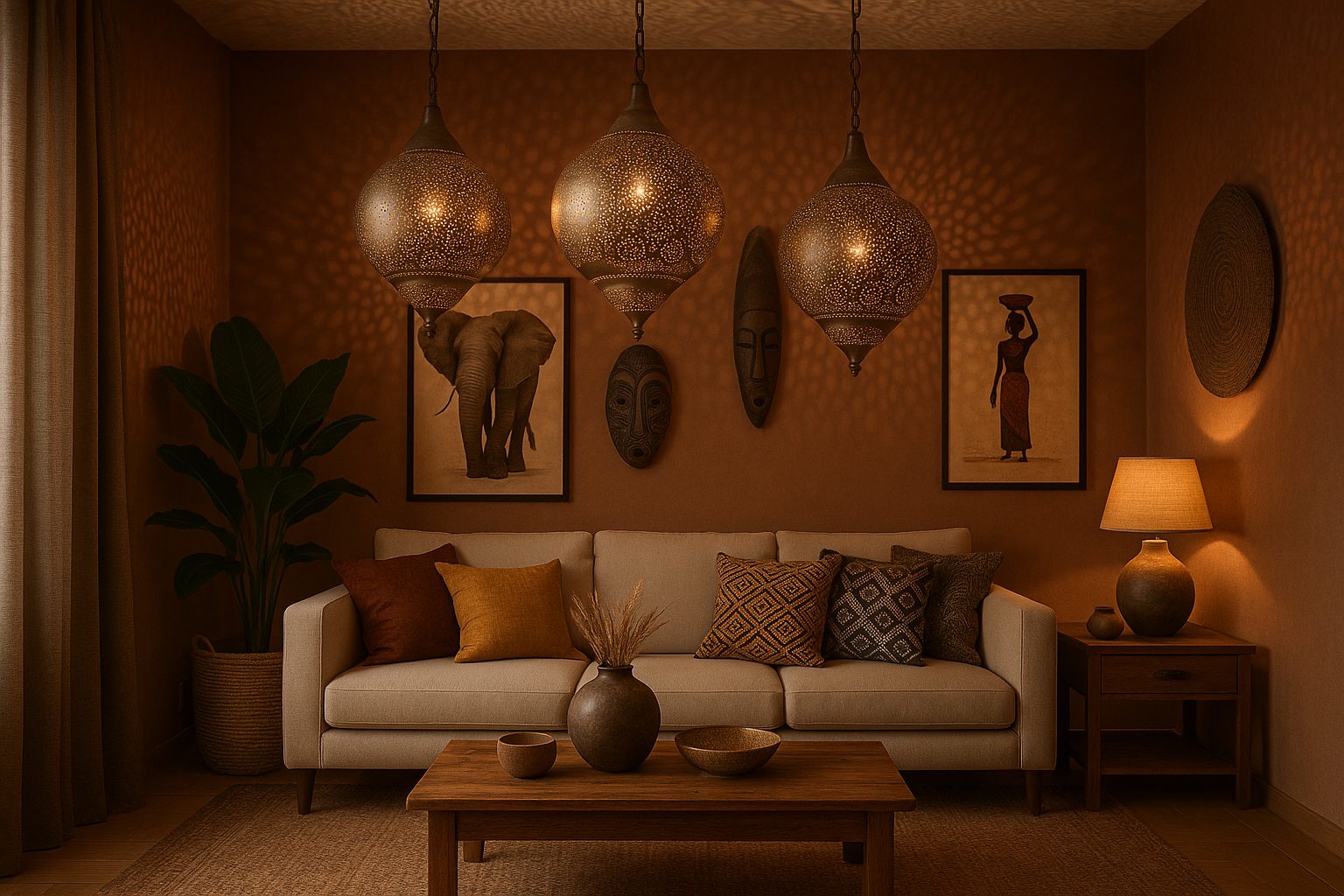 Moroccan-inspired lighting in urban apartment