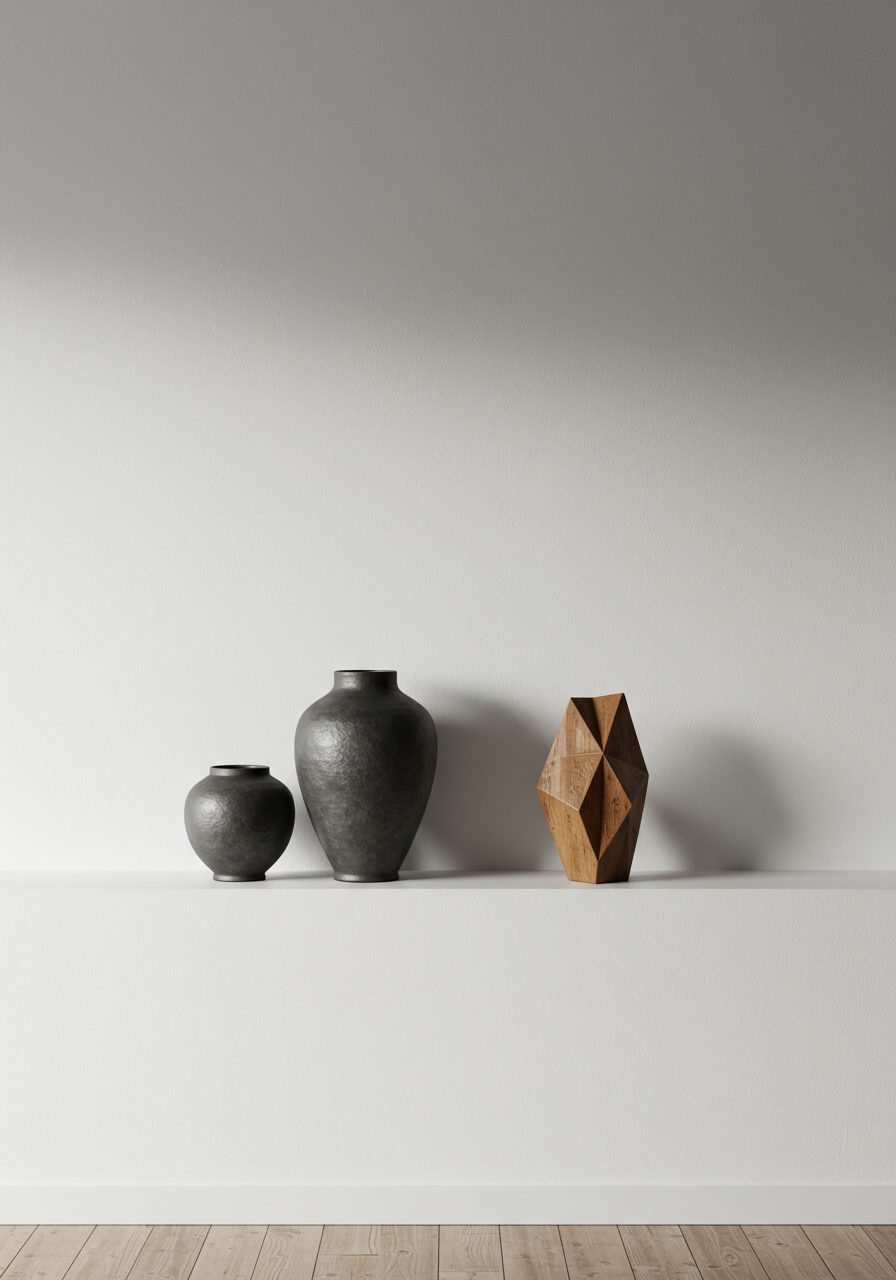 Minimal high ledge decor using negative space for a clean look