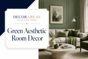 Green aesthetic room decor in a calm, livable interior