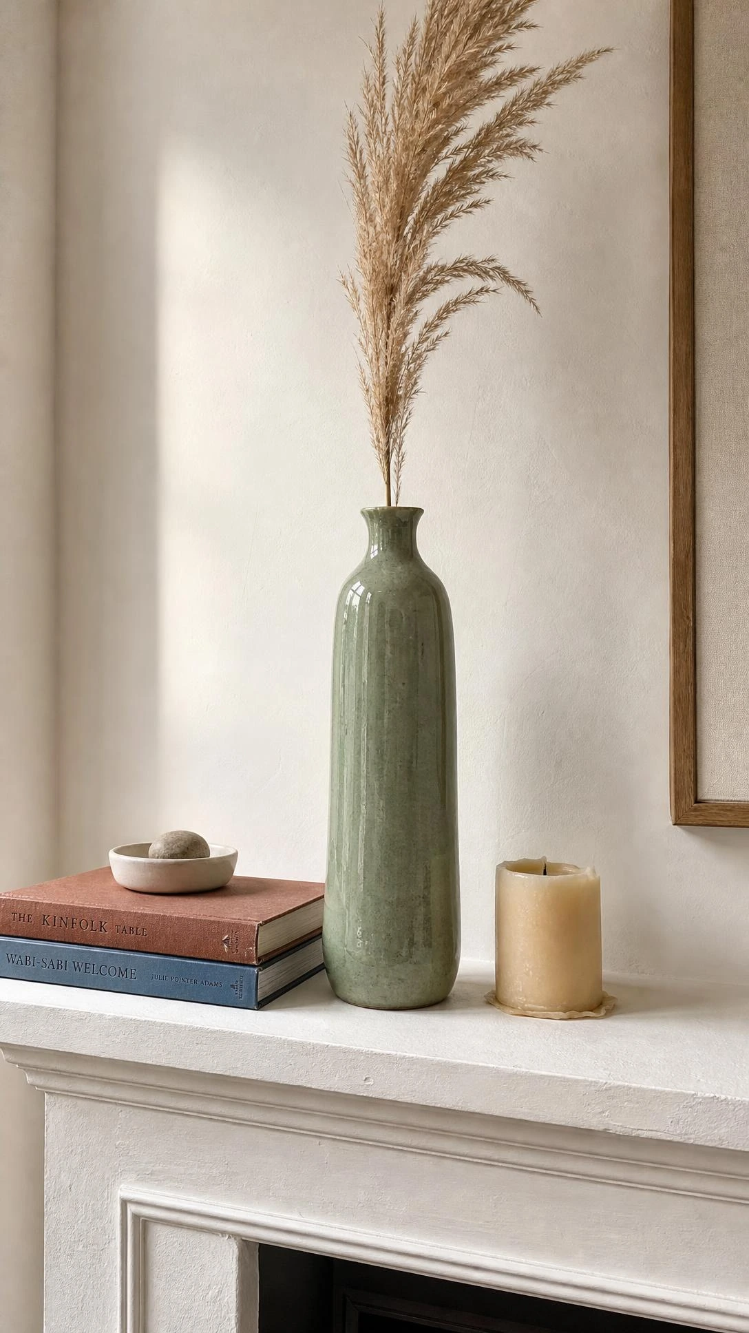 3- Minimal Mantel Styling - Modern Fireplace Design