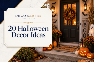 Halloween decor ideas arranged throughout the home
