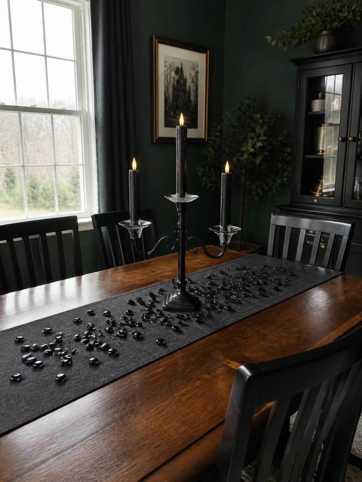 6- Gothic Dining Table Centerpiece - gothic halloween decorations indoor