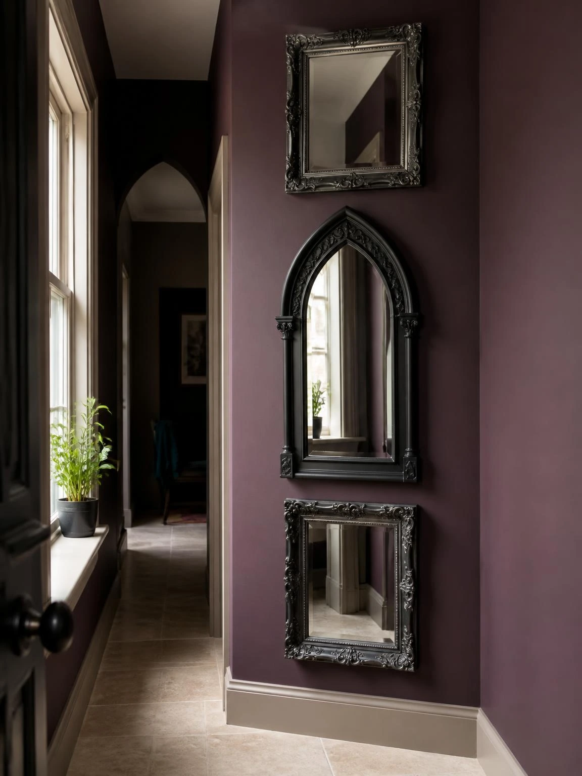 9- Gothic Mirror Gallery Wall - gothic halloween decorations indoor