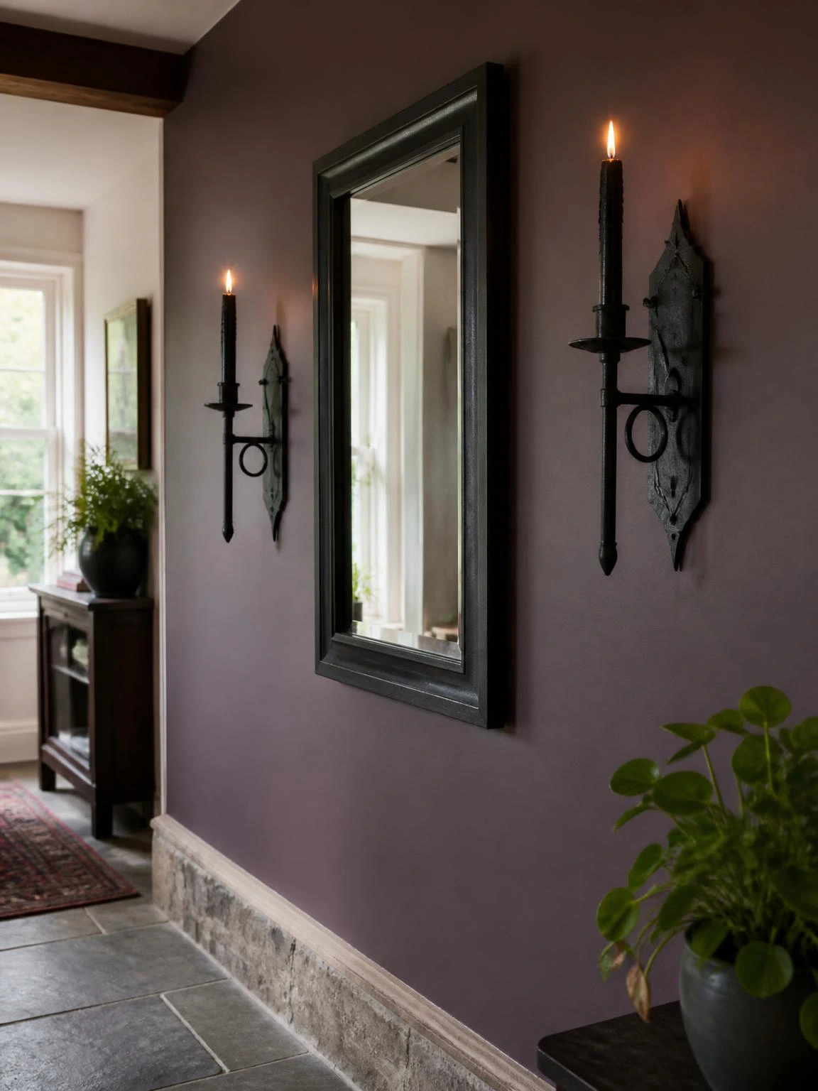 16- Gothic Wall Sconce Pair with Drip Candles - gothic halloween decorations indoor