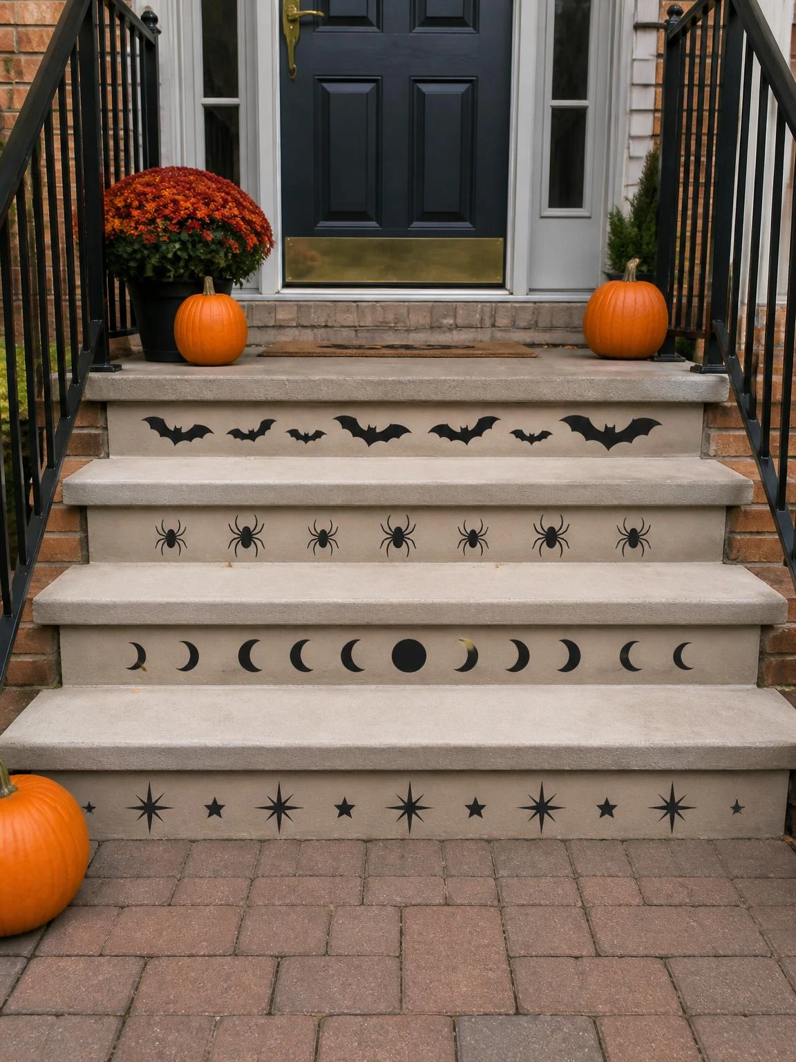 18- Step Riser Decals in Halloween Patterns - halloween porch ideas for small spaces