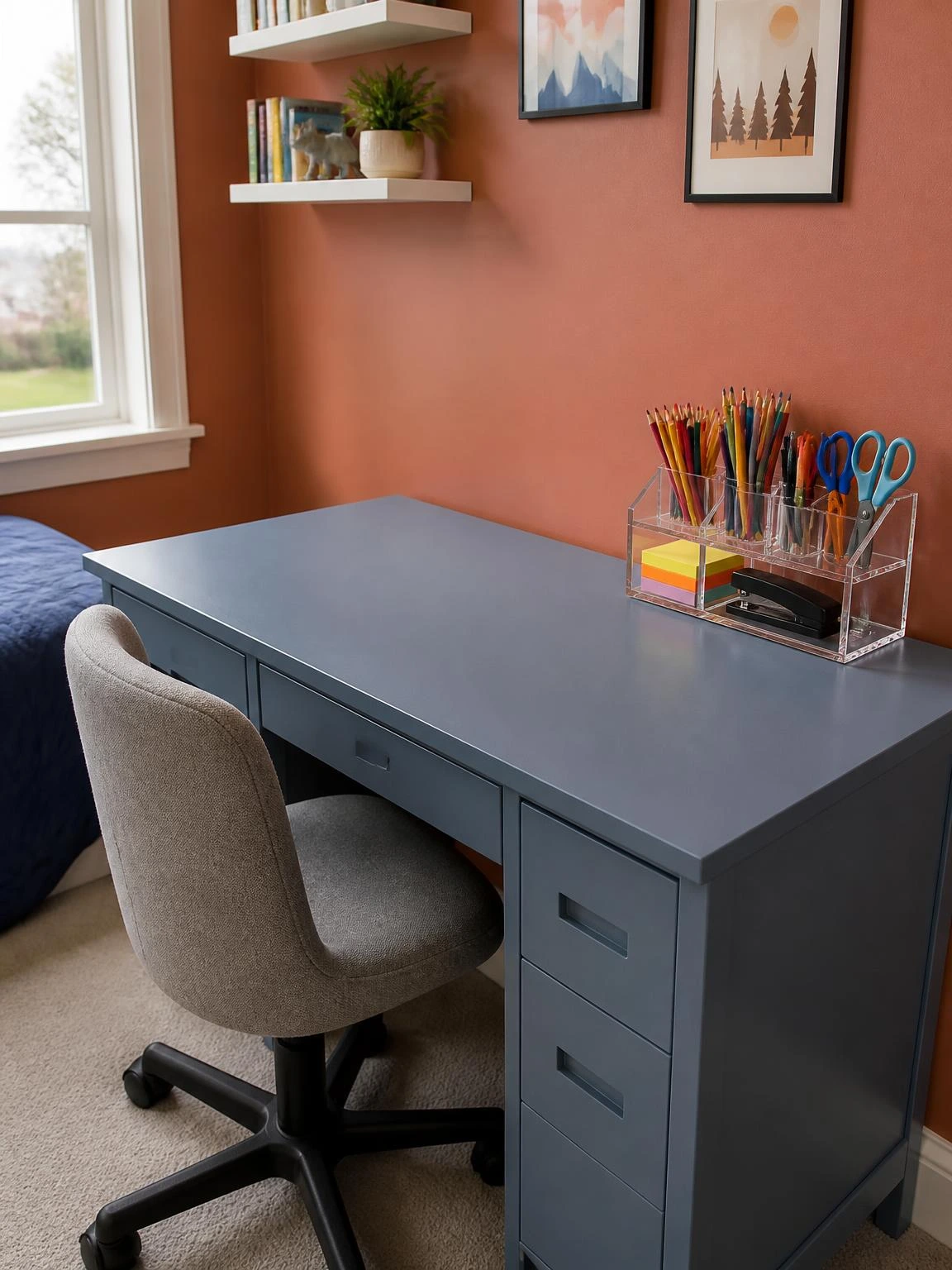 19- Study Table with Acrylic Desktop Organizer - study table design for kids