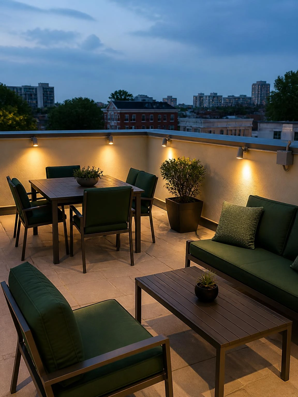 17- Zoned Lighting with Low-Voltage Track - small rooftop terrace design
